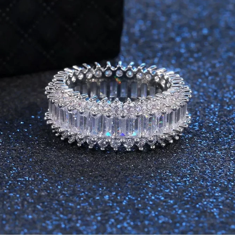 Artisan Silver Baguette and Pavé Eternity Ring - Picture 7 of 8